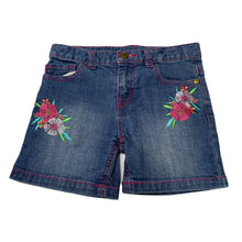 Load image into Gallery viewer, Girls Emerson, embroidered stretch denim shorts, adjustable, GUC, size 5,  