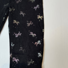 Load image into Gallery viewer, Girls H&amp;M, stretchy pants, elaticated, unicorns, Inside leg: 38cm, FUC, size 4,  