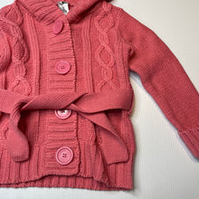 Load image into Gallery viewer, Girls H&amp;T, pink knit hooded cardigan, pilling, FUC, size 2,  