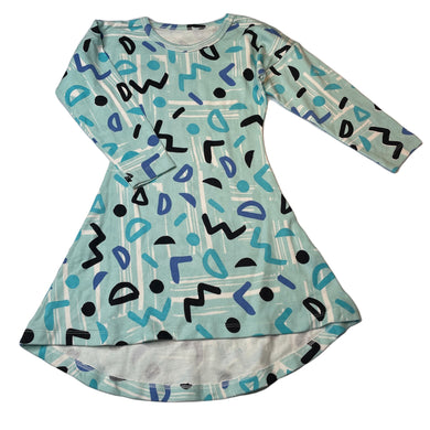 Girls casual, organic cotton long sleeve dress, EUC, size 4, L: 56cm