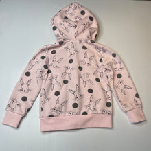 Load image into Gallery viewer, Girls Mango, fleece lined zip hoodie sweater, rabbits, GUC, size 5,  