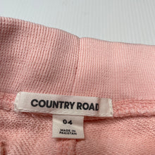 Load image into Gallery viewer, Girls Country Road, pink cotton casual pants, elasticated, Inside leg: 43.5cm, *small fix left hip seam, FUC, size 4,  