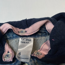 Load image into Gallery viewer, Girls Anko, blue denim hooded jacket, poppers, FUC, size 6,  