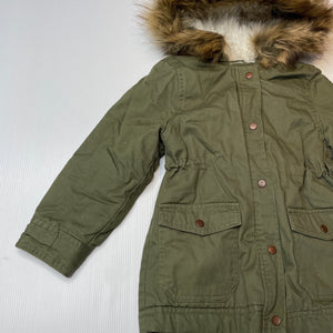 Girls Cotton On, khaki cotton hooded jacket / coat, EUC, size 3-4,  