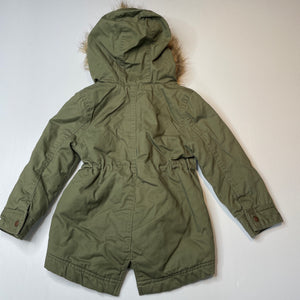 Girls Cotton On, khaki cotton hooded jacket / coat, EUC, size 3-4,  