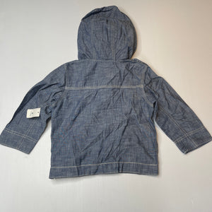 unisex GAP, chambray cotton hooded top, NEW, size 3,  