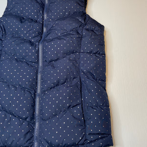 Girls GAP, navy & silver spot puffer vest, EUC, size 10-11,  