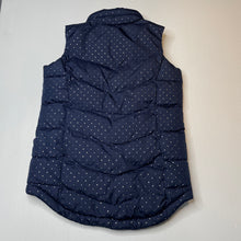 Load image into Gallery viewer, Girls GAP, navy &amp; silver spot puffer vest, EUC, size 10-11,  