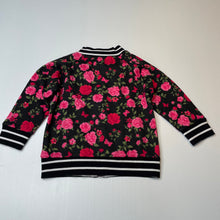 Load image into Gallery viewer, Girls floral, fleece lined zip up sweater, no labels, armpit to armpit: 32cm, armpit to cuff: 23cm, GUC, size 1-2,  