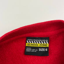 Load image into Gallery viewer, unisex School Zone, red fleece lined sweater / jumper, EUC, size 6,  
