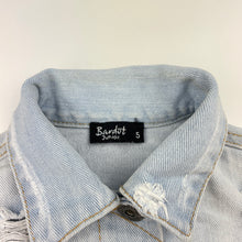 Load image into Gallery viewer, Girls Bardot Junior, distressed denim jacket, marks back right sleeve, FUC, size 5,  