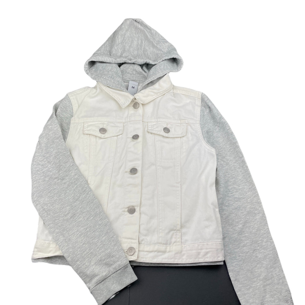 Girls Target, white denim hooded jacket, FUC, size 14,  