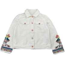 Load image into Gallery viewer, Girls Zara, beaded denim jacket, small marks, FUC, size 8,  