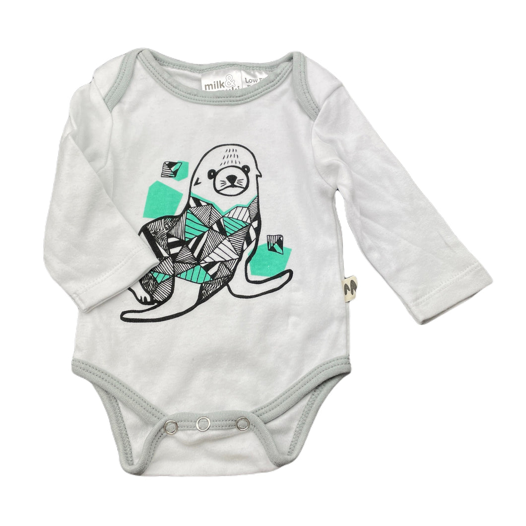 unisex Milk & Masuki, organic cotton bodysuit / romper, FUC, size 0000,  