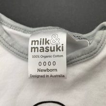 Load image into Gallery viewer, unisex Milk &amp; Masuki, organic cotton bodysuit / romper, FUC, size 0000,  