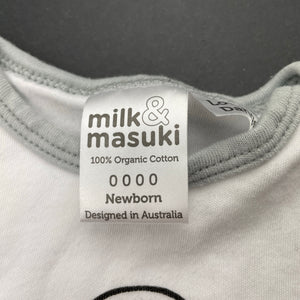 unisex Milk & Masuki, organic cotton bodysuit / romper, FUC, size 0000,  