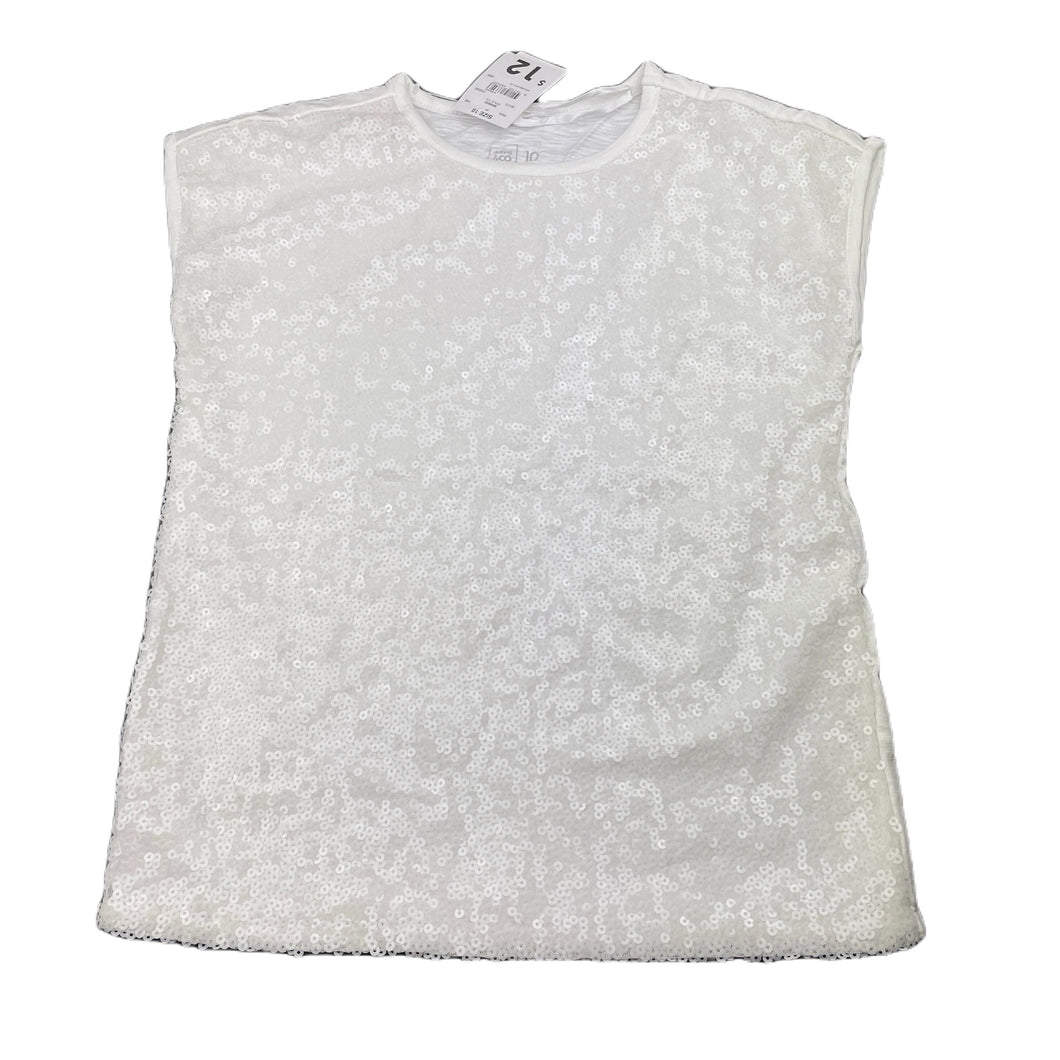 Girls Clothing & Co, white sequin tee / top, NEW, size 10,  