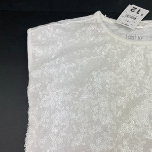 Girls Clothing & Co, white sequin tee / top, NEW, size 10,  