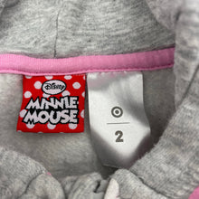 Load image into Gallery viewer, Girls Disney, Minnie Mouse fleece lined zip hoodie sweater, GUC, size 2,  