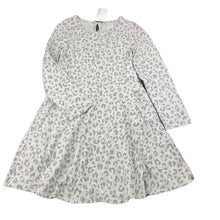 Load image into Gallery viewer, Girls Target, grey leopard print long sleeve dress, NEW, size 7, L: 67cm