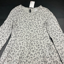 Load image into Gallery viewer, Girls Target, grey leopard print long sleeve dress, NEW, size 7, L: 67cm