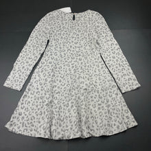 Load image into Gallery viewer, Girls Target, grey leopard print long sleeve dress, NEW, size 7, L: 67cm