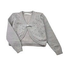 Load image into Gallery viewer, Girls Blue Sky, grey &amp; silver knit cotton cardigan, GUC, size 7,  