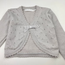 Load image into Gallery viewer, Girls Blue Sky, grey &amp; silver knit cotton cardigan, GUC, size 7,  