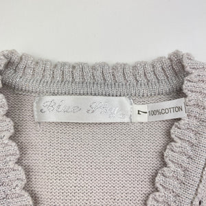 Girls Blue Sky, grey & silver knit cotton cardigan, GUC, size 7,  