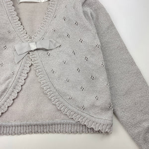 Girls Blue Sky, grey & silver knit cotton cardigan, GUC, size 7,  