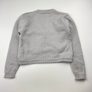 Girls Blue Sky, grey & silver knit cotton cardigan, GUC, size 7,  