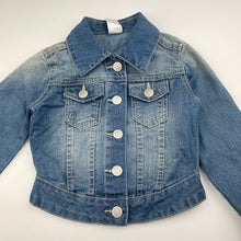 Load image into Gallery viewer, Girls H&amp;T, blue stretch denim jacket, poppers, FUC, size 4,  