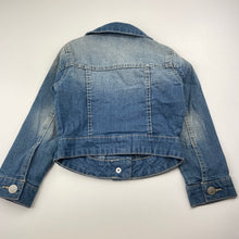 Load image into Gallery viewer, Girls H&amp;T, blue stretch denim jacket, poppers, FUC, size 4,  
