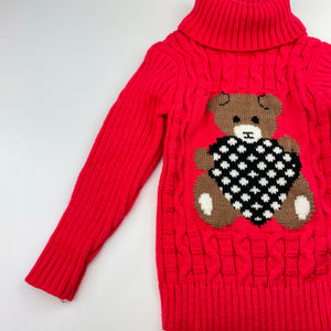Girls knitted, sweater / jumper, no labels, armpit to armpit: 25.5cm, shoulder to cuff: 32cm, EUC, size 1-2,  