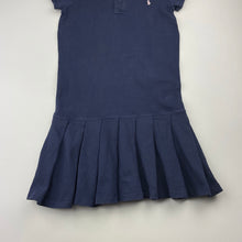 Load image into Gallery viewer, Girls Ralph Lauren, navy box pleat polo dress, wash fade, FUC, size 6, L: 62cm