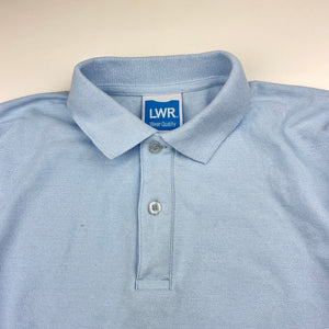 unisex LWR, blue long sleeve school polo shirt, FUC, size 14,  