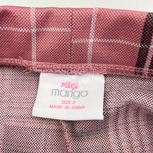 Girls Mango, checked lightweight pants, elasticated, Inside leg: 27.5cm, EUC, size 2,  