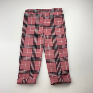 Girls Mango, checked lightweight pants, elasticated, Inside leg: 27.5cm, EUC, size 2,  