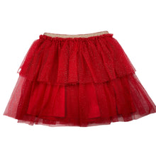 Load image into Gallery viewer, Girls Anko, lined red &amp; gold tulle party skirt, elasticated, L: 31cm, GUC, size 6,  