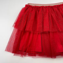 Load image into Gallery viewer, Girls Anko, lined red &amp; gold tulle party skirt, elasticated, L: 31cm, GUC, size 6,  