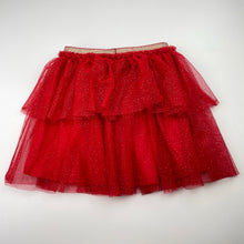 Load image into Gallery viewer, Girls Anko, lined red &amp; gold tulle party skirt, elasticated, L: 31cm, GUC, size 6,  