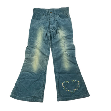 Girls embroidered, stretch corduroy pants, Inside leg: 41cm, W: 25cm across, GUC, size 3,  