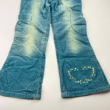 Load image into Gallery viewer, Girls embroidered, stretch corduroy pants, Inside leg: 41cm, W: 25cm across, GUC, size 3,  