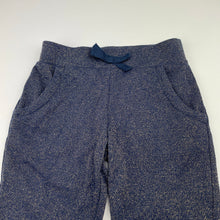 Load image into Gallery viewer, Girls H&amp;T, blue &amp; rose gold metallic pants, elasticated, Inside leg: 32.5cm, EUC, size 2,  