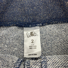 Load image into Gallery viewer, Girls H&amp;T, blue &amp; rose gold metallic pants, elasticated, Inside leg: 32.5cm, EUC, size 2,  