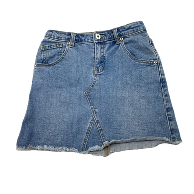 Girls Seed, blue stretch denim skirt, adjustable, L: 31cm, GUC, size 9,  