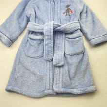 Load image into Gallery viewer, Boys blue, fleece dressing gown / bath robe, no labels, L: 49cm, armpit to cuff: 21cm, GUC, size 1-2,  