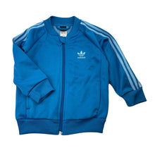 Load image into Gallery viewer, unisex Adidas, blue zip up track top, GUC, size 3,  