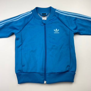 unisex Adidas, blue zip up track top, GUC, size 3,  