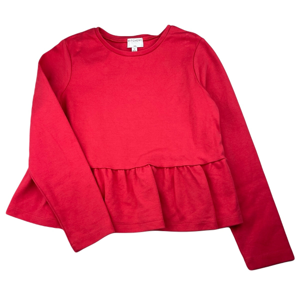 red long sleeve peplum top